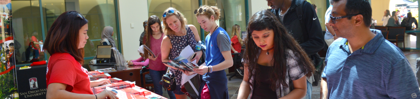 Students visiting the Prospective Student Center.