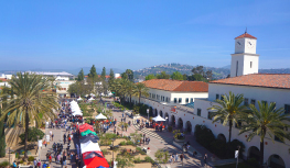 Skyline view of Campanile Way.