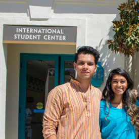 International students in front of the International Student Center.