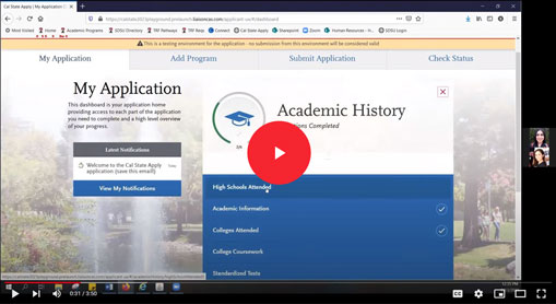 Part 3 of 6. How to apply to SDSU using Cal State Apply for fall 2022. This section includes High Schools Attended, Academic Info, and Colleges Attended.