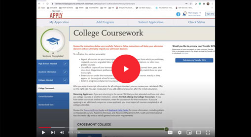 Part 4 of 6. How to apply to SDSU using Cal State Apply for fall 2022. This section includes College Coursework.