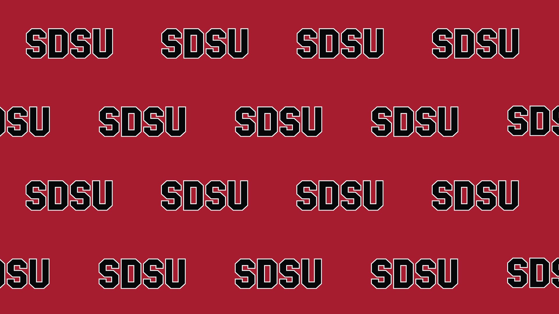 SDSU in block letters on red background
