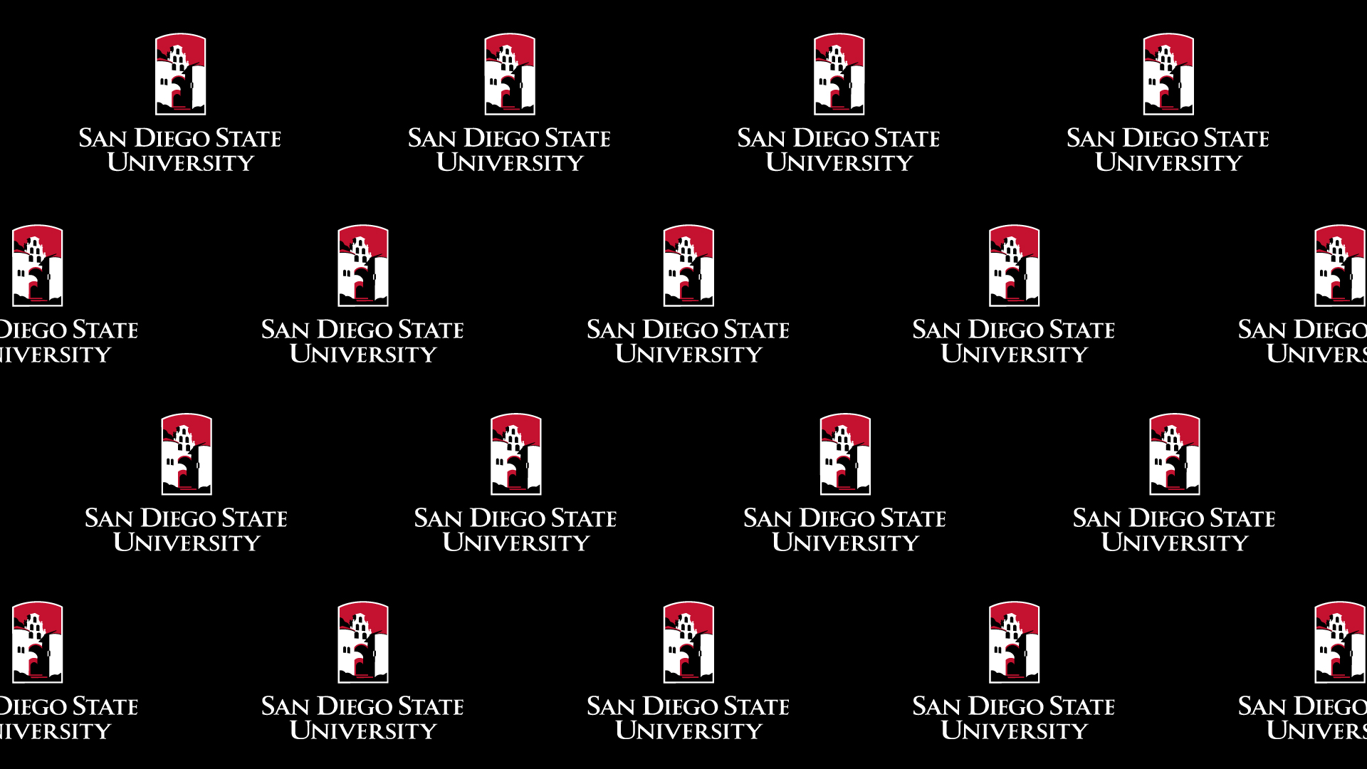 SDSU Logo repeated on black background.